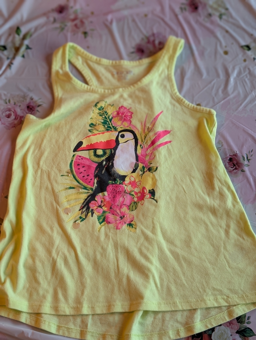 Girls Tropical Summer Toucan Tank/ 7/8